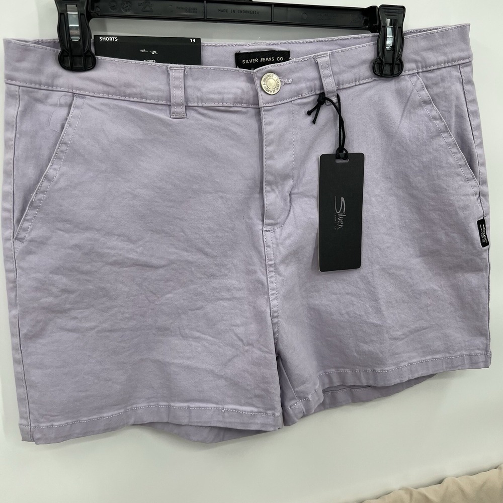 Silver‎ Jeans Chino Shorts Womens 14 Purple Classic Fit  Mid Rise Stretch